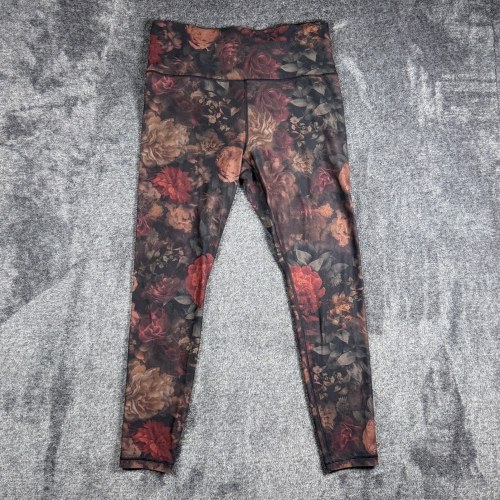 Athleta Elation Printed Tight Large Dark Floral High Rise Leggings Burgundy L